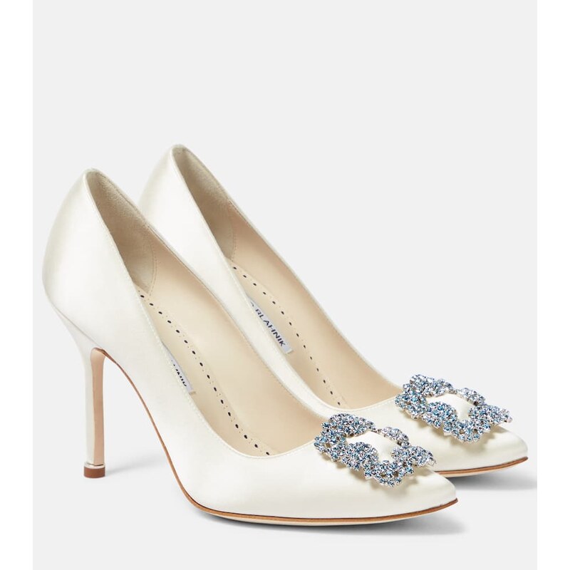 Manolo Blahnik Bridal Hangisi 105 embellished satin pumps
