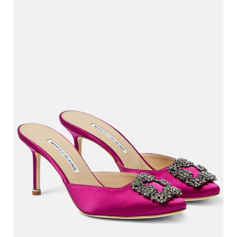 Manolo Blahnik Hangisimu 70 embellished satin mules