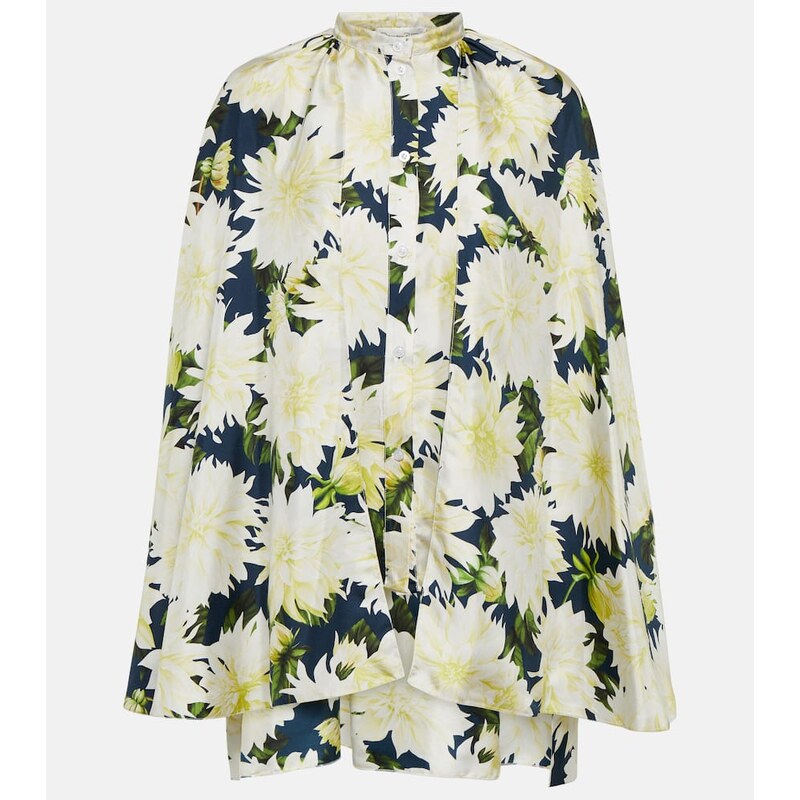 Oscar de la Renta Floral cotton-blend blouse