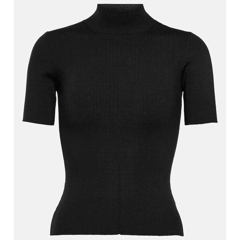 Oscar de la Renta Ribbed-knit silk-blend top