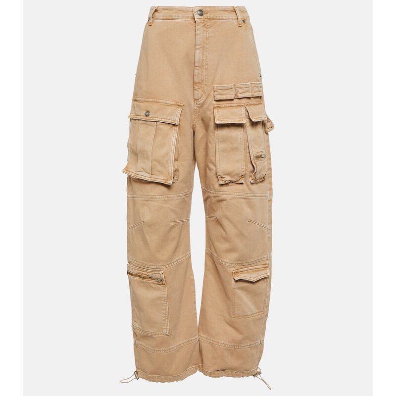 Sportmax High-rise wide-leg denim cargo pants