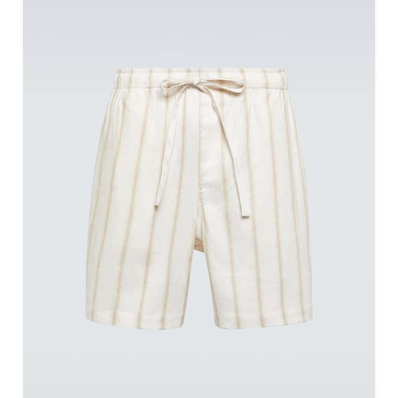 Commas Striped linen-blend shorts
