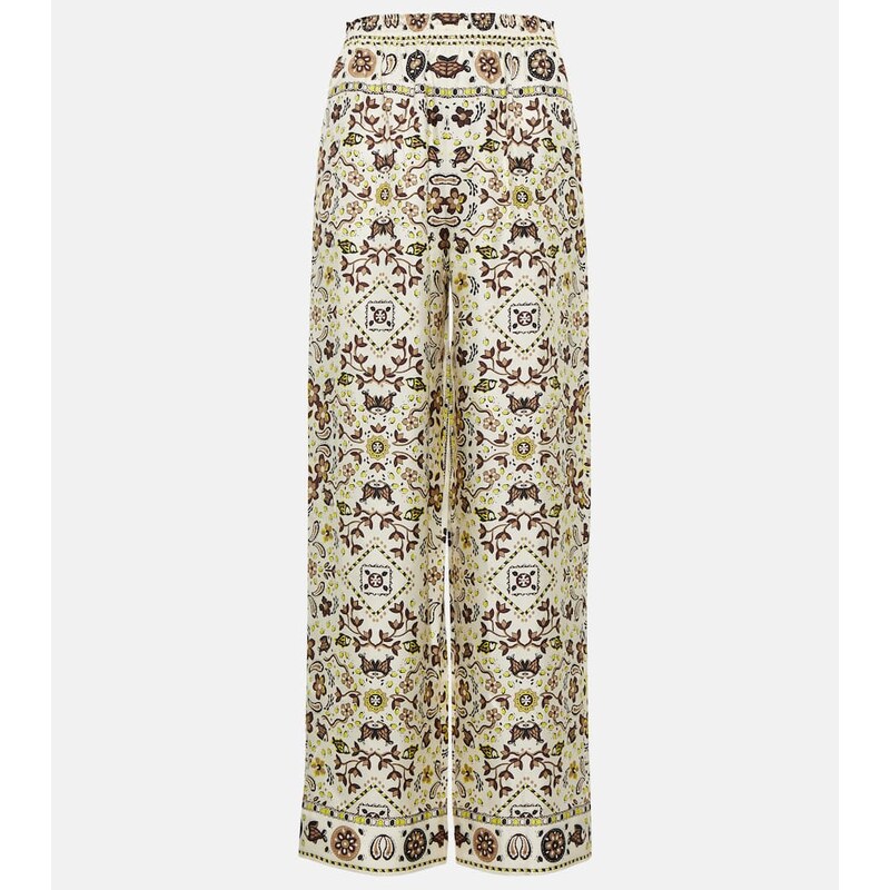 Tory Burch Printed silk wide-leg pants