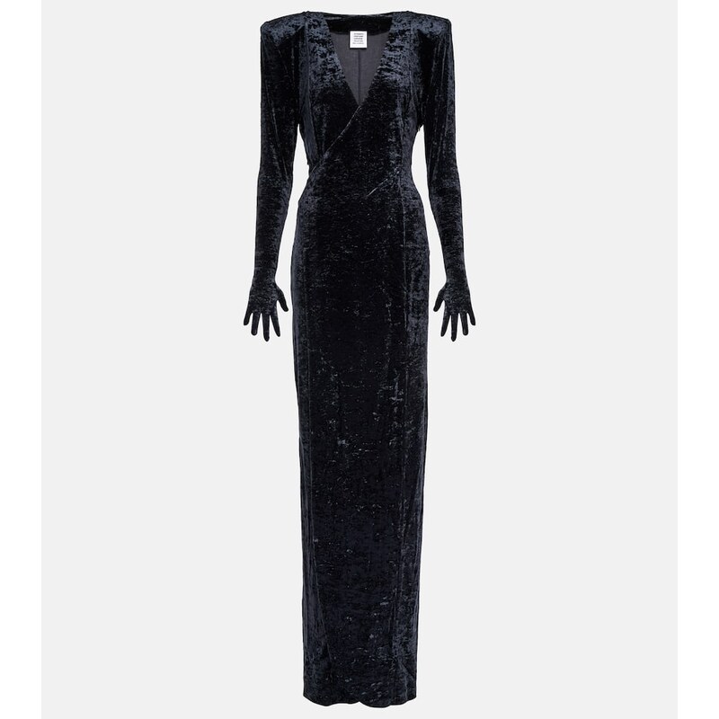 Vetements Diva gloves velvet maxi dress