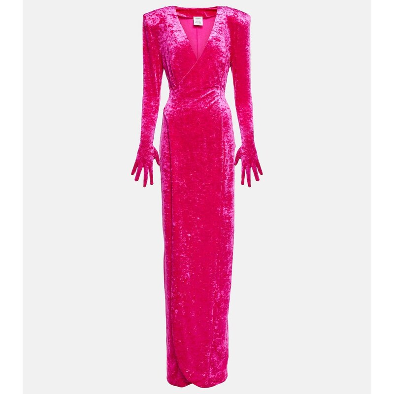 Vetements Diva gloves velvet maxi dress