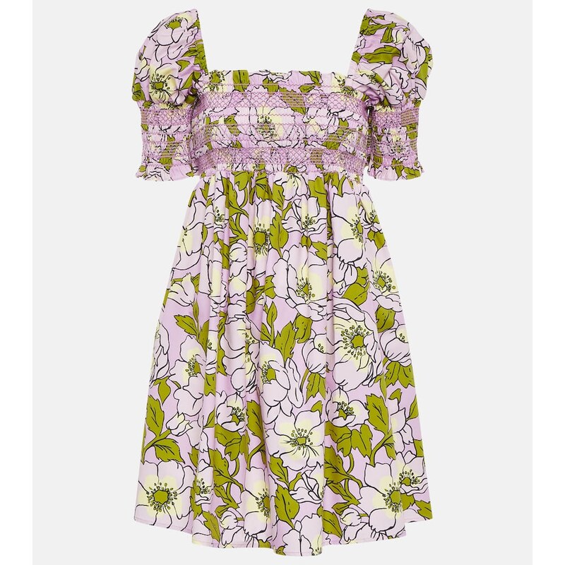 Tory Burch Floral smocked cotton minidress