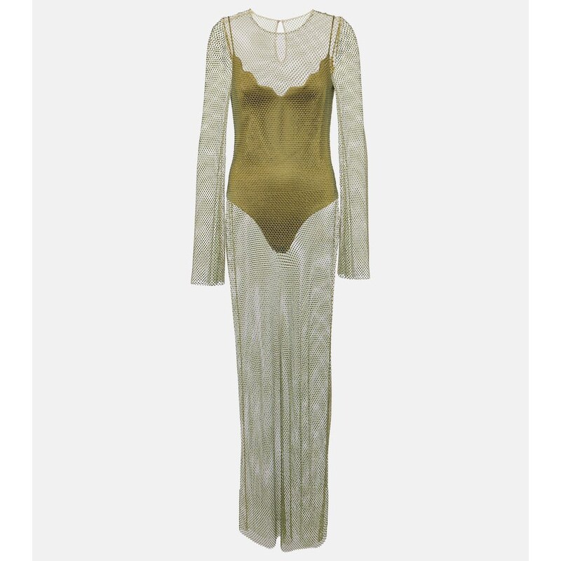 Galvan Gloria crystal-embellished maxi dress