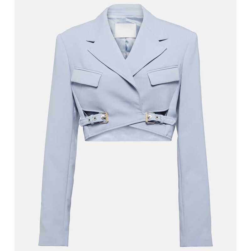 Dámská saka Dion Lee Cropped wool-blend blazer v barvě Glacier