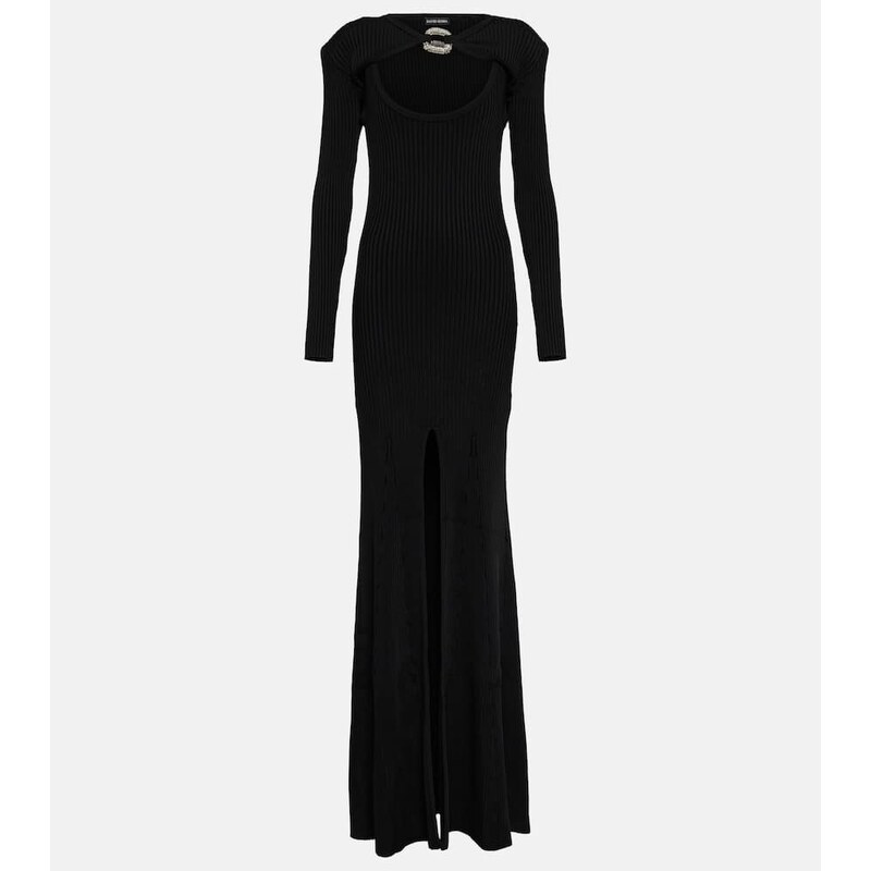 David Koma Embellished ribbed-knit gown