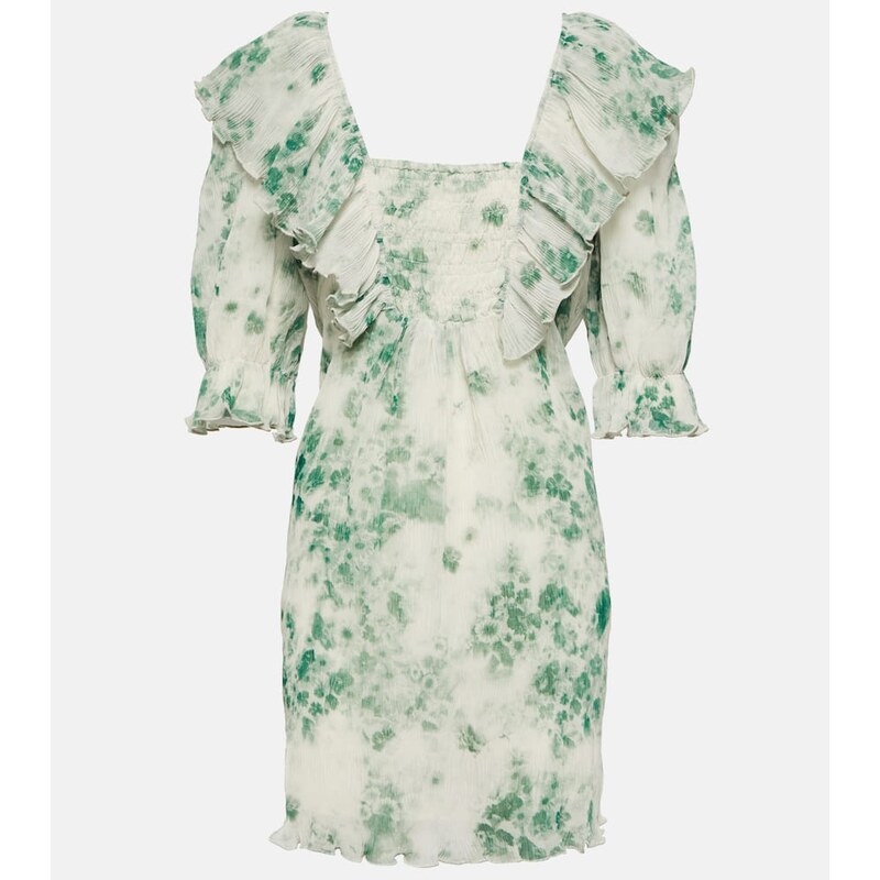 Ganni Pleated georgette minidress