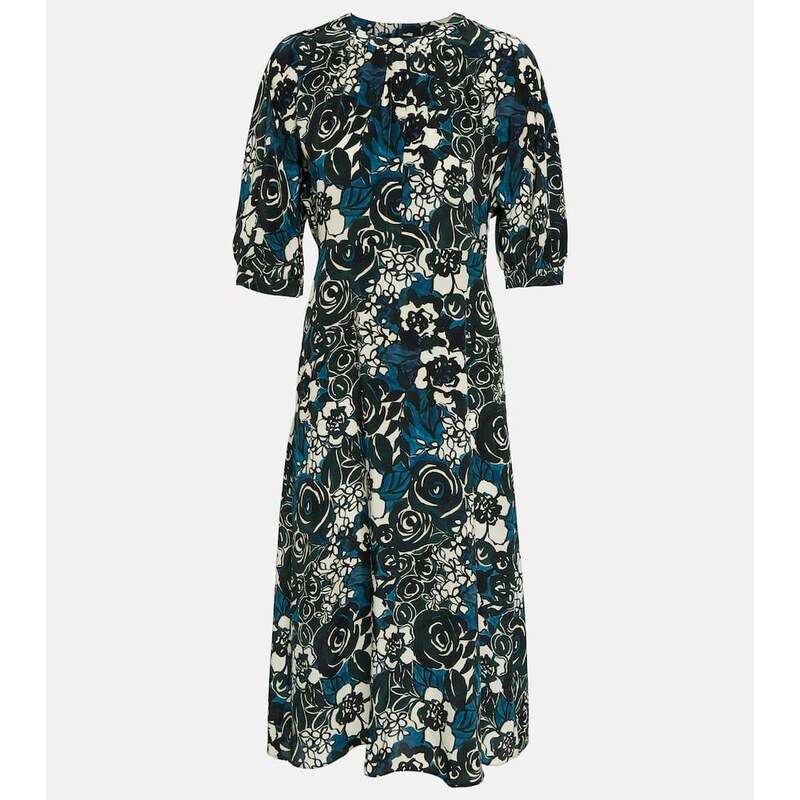 S Max Mara Bronzo floral silk crÃªpe midi dress