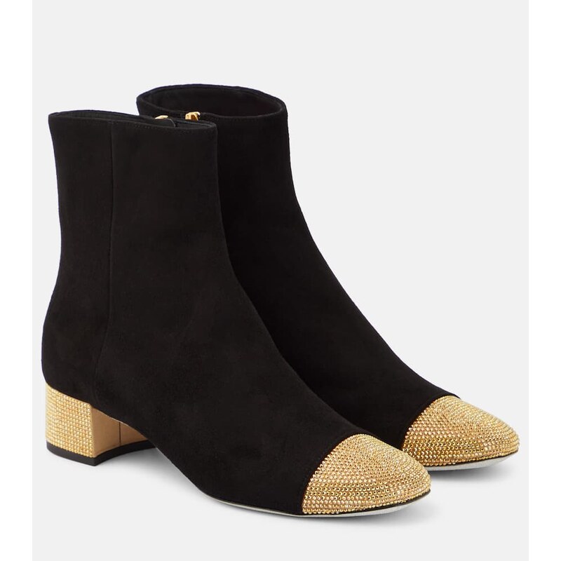 Rene Caovilla Embellished suede ankle boots