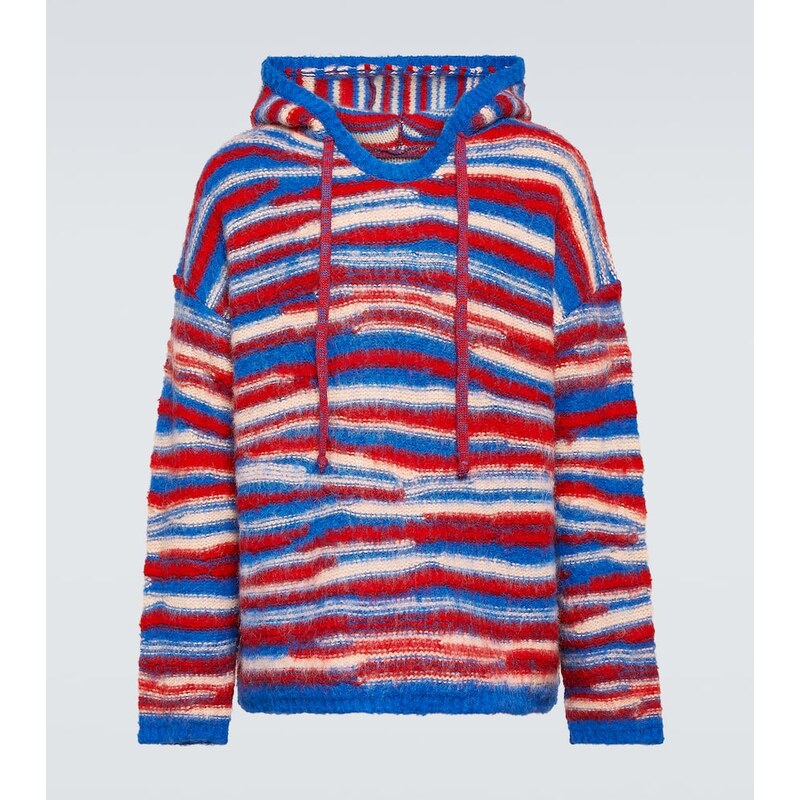 Pánská mikina bez zapínání ERL Gradient knitted oversized hoodie v barvě červená modrá