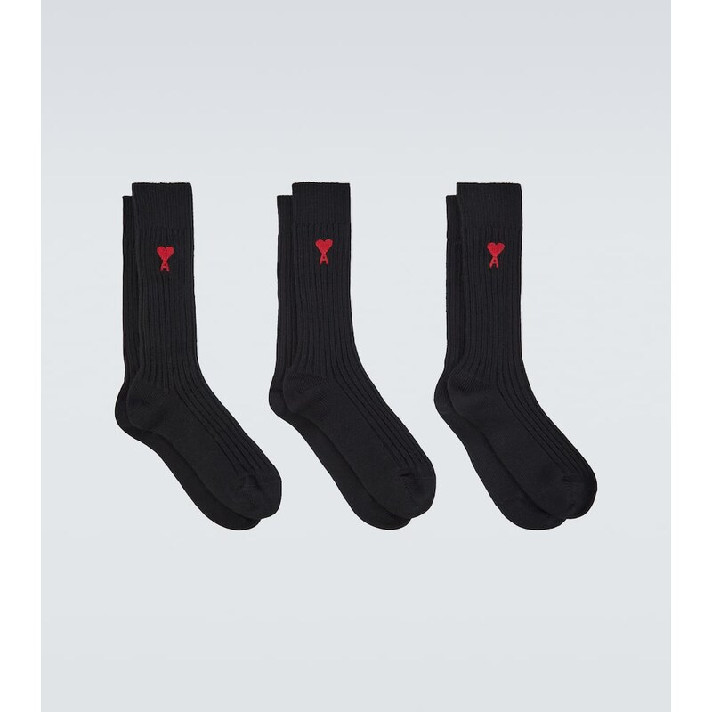 Ami Paris Set of 3 cotton-blend socks