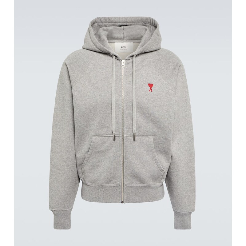 Ami Paris Ami De CÅur cotton jersey zip-up hoodie