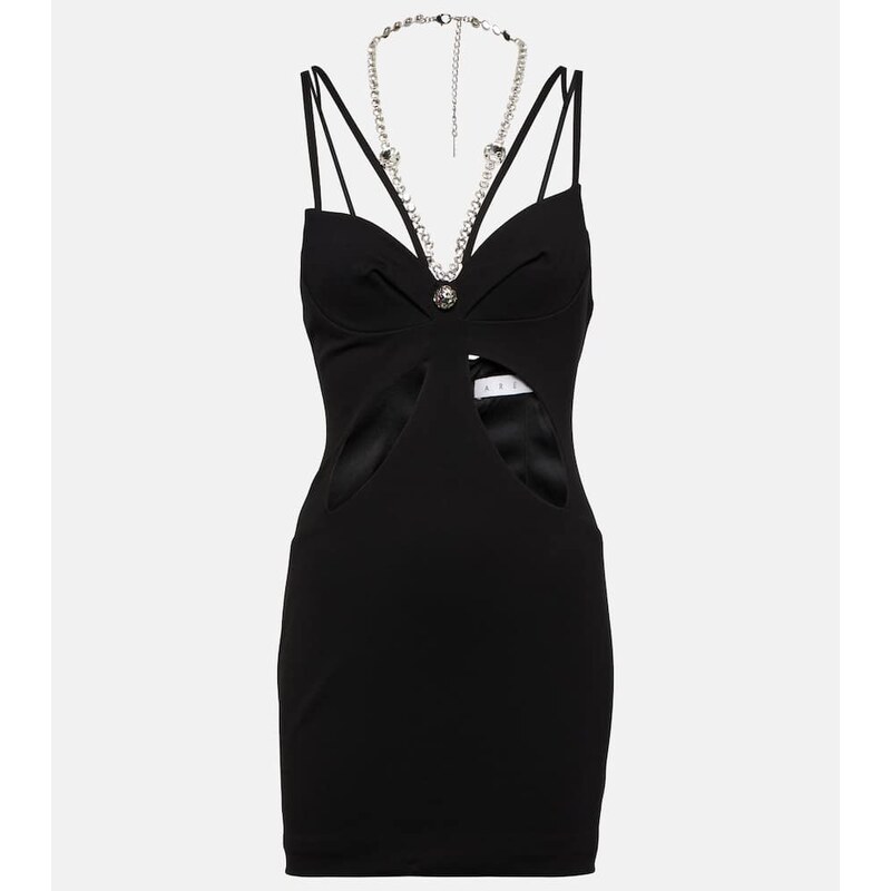 Area Crystal-embellished cutout minidress