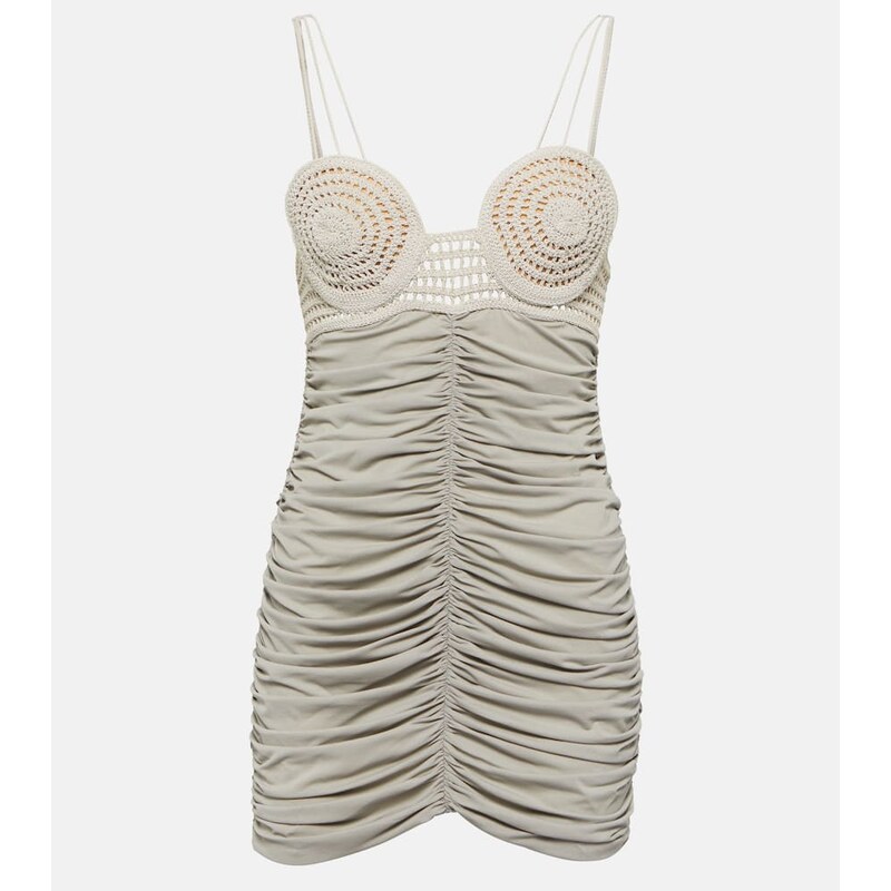 Magda Butrym Ruched crochet and jersey minidress