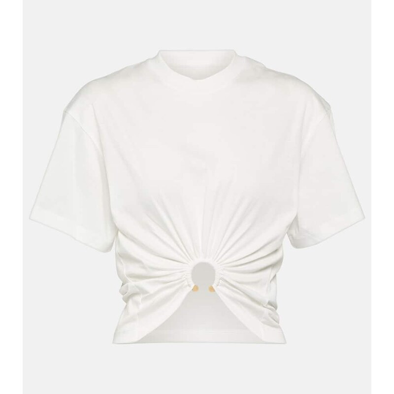 Rabanne Embellished cotton jersey crop top