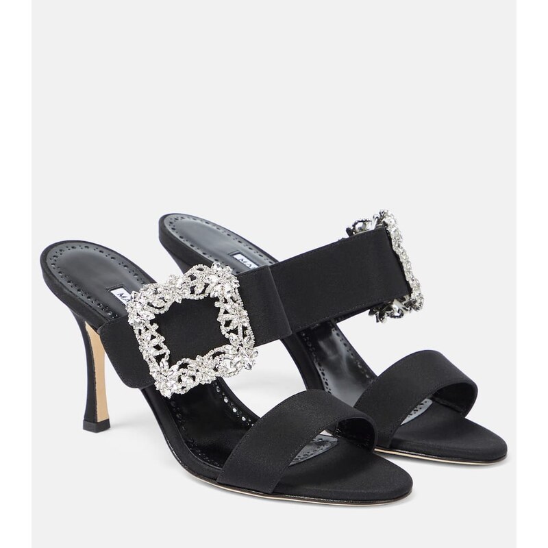 Manolo Blahnik Gable embellished satin sandals