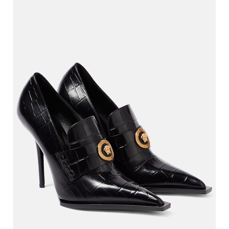 Versace Croc-effect patent leather pumps
