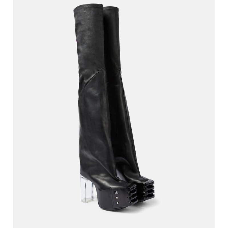 Rick Owens Platform leather over-the-knee boots