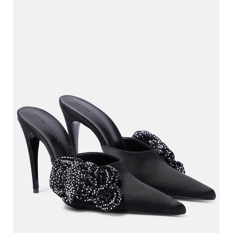 Magda Butrym Floral-appliquÃ embellished satin mules