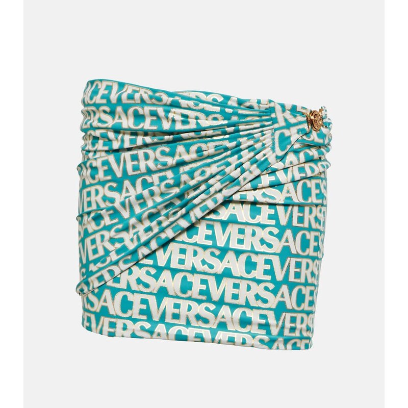 Versace Logo ruched miniskirt
