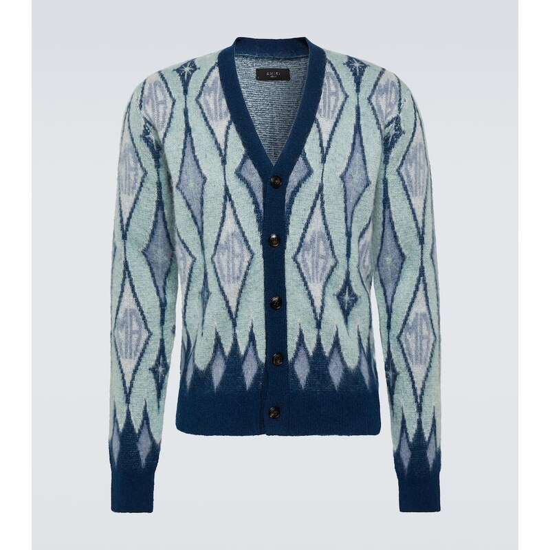 Amiri Argyle mohair-blend cardigan