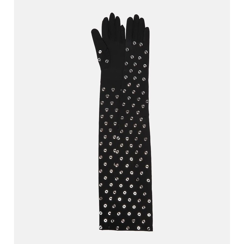 Alaïa Eyelet embellished jersey gloves