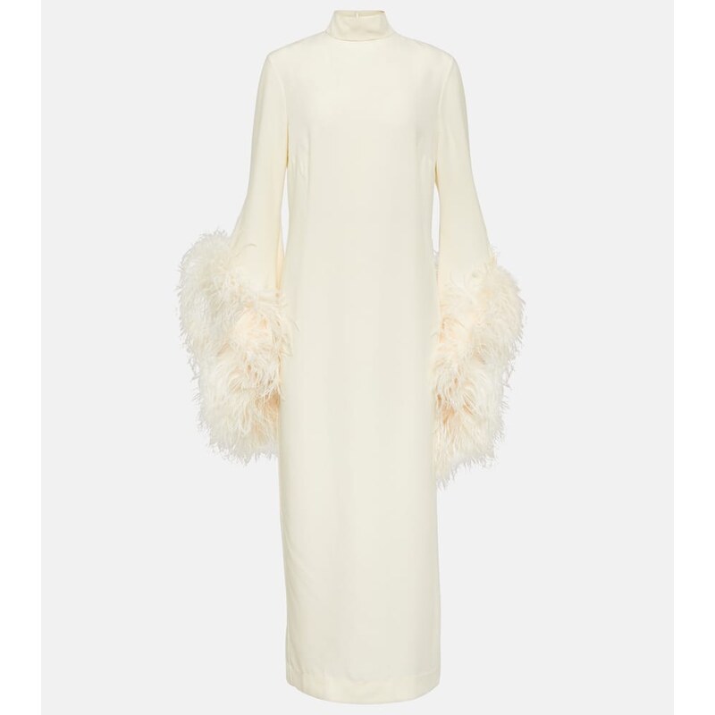Taller Marmo Del Rio feather-trimmed midi dress