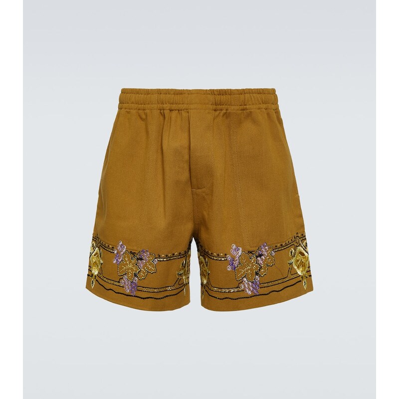 Bode Embroidered cotton shorts