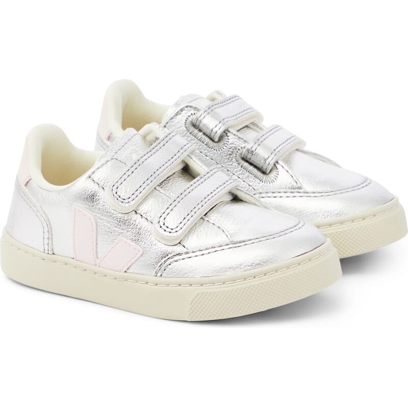 Veja Kids V-12 metallic leather sneakers