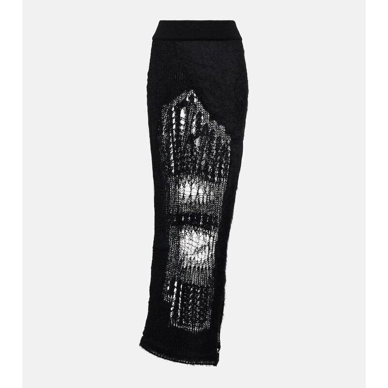 Rick Owens Distressed mohair-blend maxi skirt