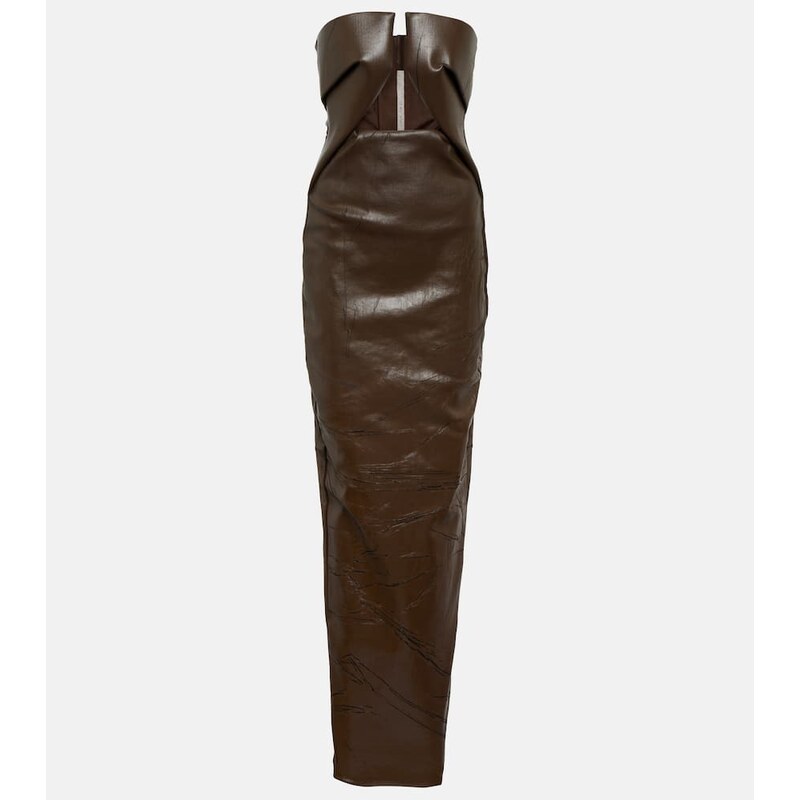 Rick Owens Strapless coated denim gown