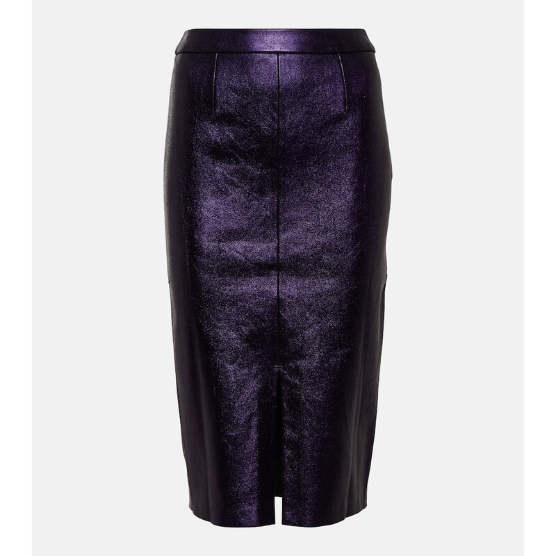 Stouls Carmen metallic leather midi skirt