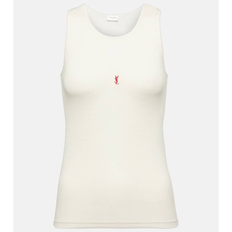 Saint Laurent Cassandre ribbed-knit wool tank top
