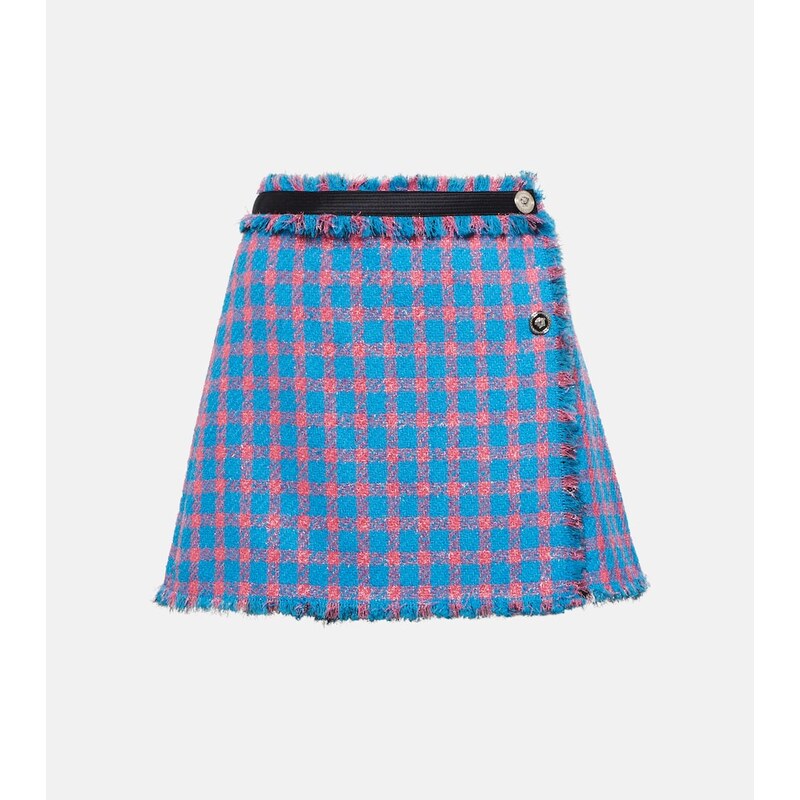 Sukně Versace Tweed miniskirt ve stylu Mediterranean Blue+Flamingo
