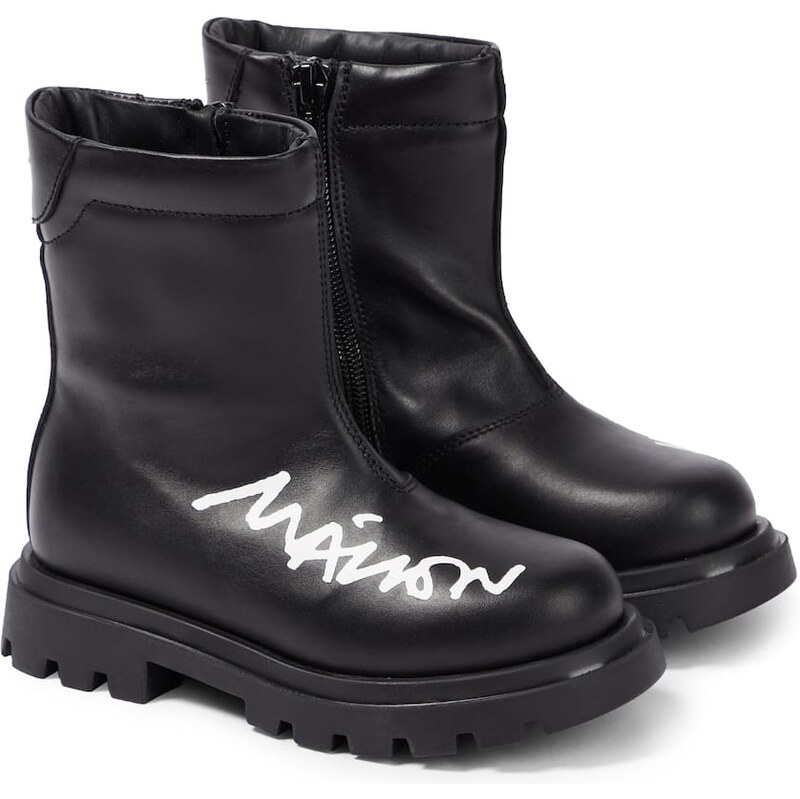 MM6 Maison Margiela Kids Logo leather boots