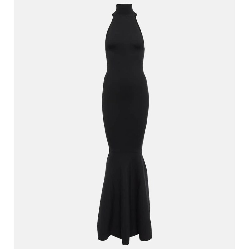 Nina Ricci High-neck wool-blend maxi gown