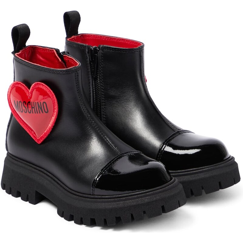 Moschino Kids Heart patent leather boots