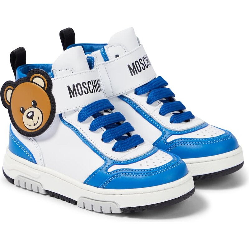 Moschino Kids Logo leather sneakers
