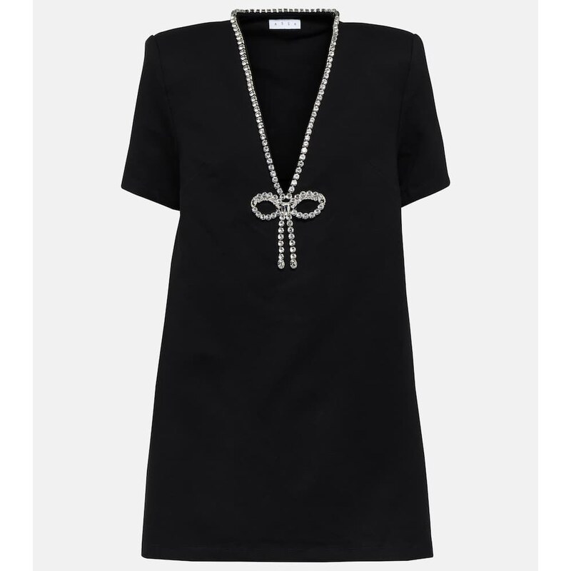 Area Crystal bow jersey t-shirt dress