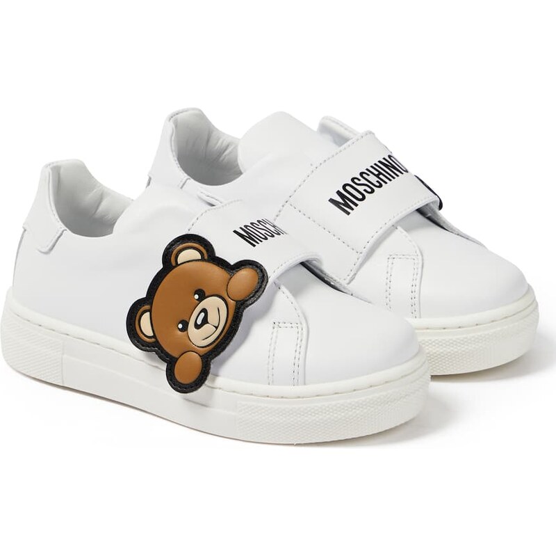 Moschino Kids Logo leather sneakers