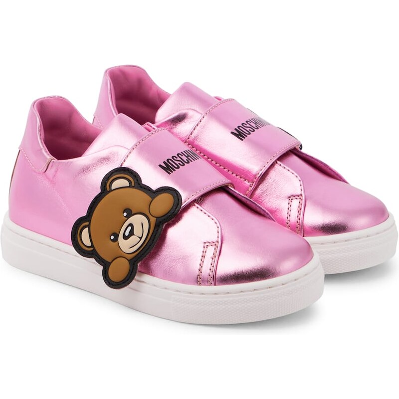 Moschino Kids Logo leather sneakers