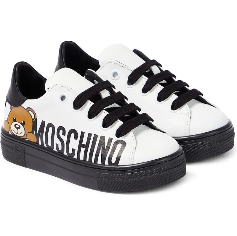 Moschino Kids Logo leather sneakers