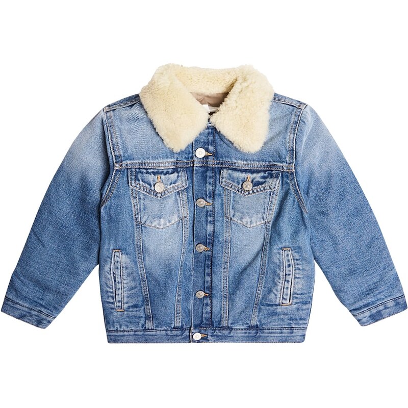 MM6 Maison Margiela Kids Shearling-trimmed denim jacket
