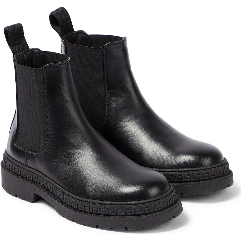 Versace Kids Greca leather Chelsea boots