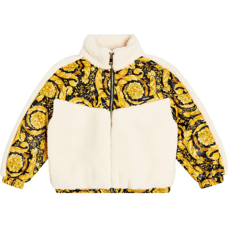 Versace Kids Barocco paneled fleece jacket
