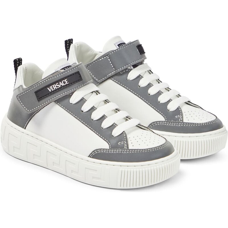 Versace Kids Logo leather high-top sneakers