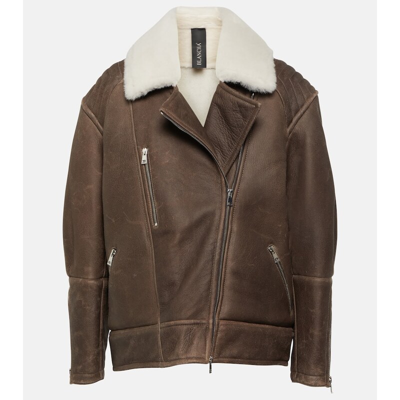 Blancha Shearling-trimmed leather jacket